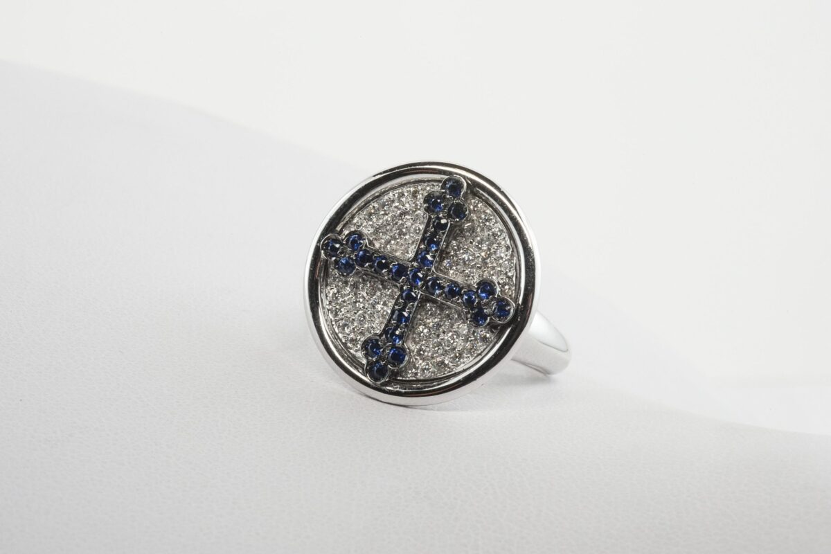 Anello con Croce oro bianco | Gioielleria Montaldi